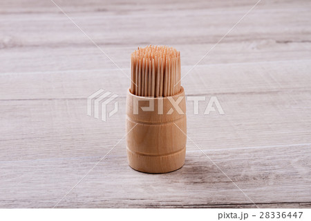 Wooden toothpicks in box. 28336447
