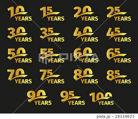 Isolated golden color numbers with word years 28339625