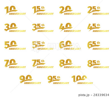 Isolated golden color numbers icons collection on 28339634