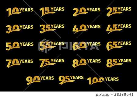 Isolated golden color numbers with word years 28339641