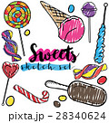 Trendy sweets vector sketch set. Hand drawn design 28340624