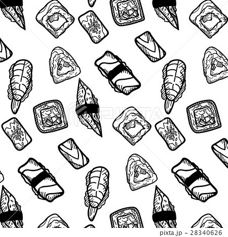 Sushi vector sketch set. Hand drawn design 28340626