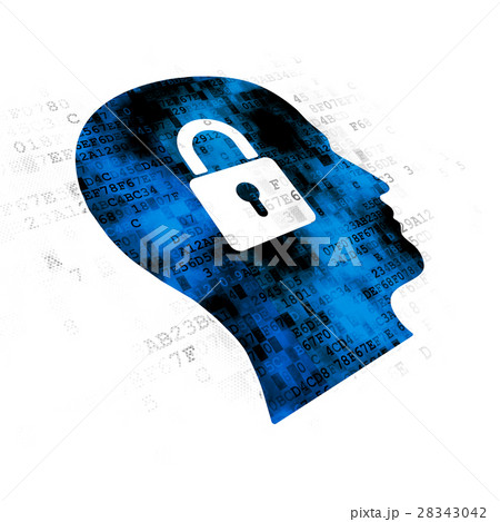 Business concept: Head With Padlock on Digital 28343042