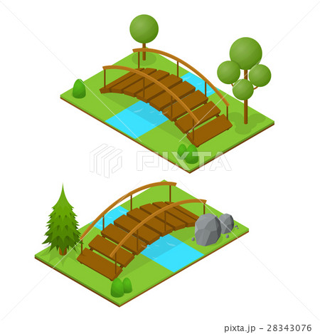 River Bridge Isometric View. Vector River Bridge Isometric View. Vector 28343076