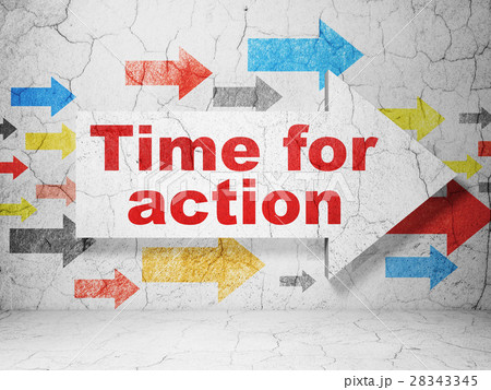 Timeline concept: arrow with Time For Action on 28343345