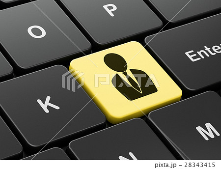 News concept: Business Man on computer keyboard 28343415