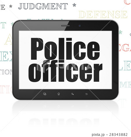 Law concept: Tablet Computer with Police Officer 28343882