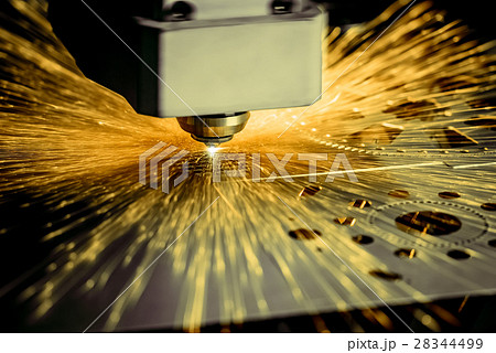 CNC Laser cutting of metal, modern industrial  28344499