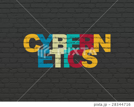 Science concept: Cybernetics on wall background Science concept: Cybernetics on wall background 28344716