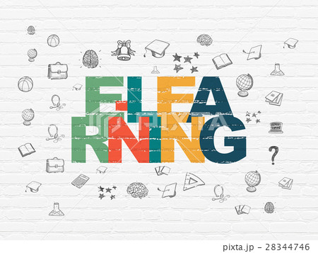 Learning concept: E-learning on wall background Learning concept: E-learning on wall background 28344746