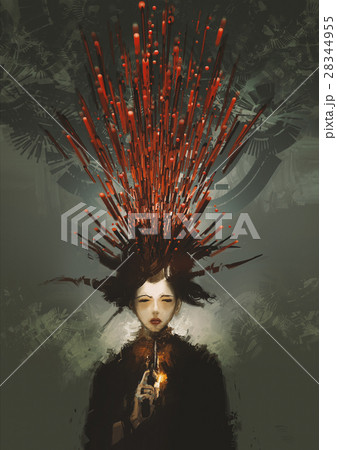 woman with gun and metaphoric blood woman with gun and metaphoric blood 28344955