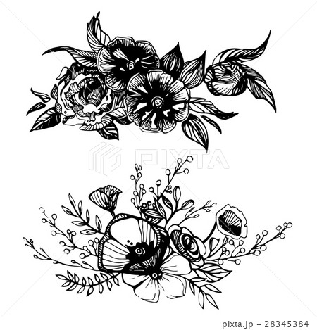 Boho chic image Fashion illustration with flowers 28345384