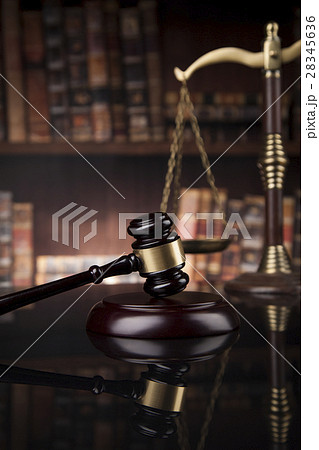 Law and justice concept, Brown wooden background 28345636