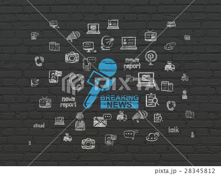 News concept: Breaking News And Microphone on wall 28345812