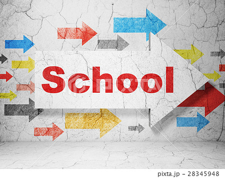 Studying concept: arrow with School on grunge wall 28345948