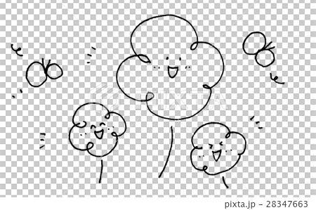 子供の成長　ともだち　クローバー　モノクロ 28347663