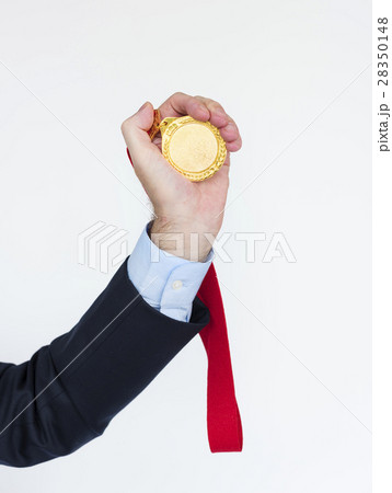 Human Hand Holding Medal Celebrate Winning Concept 28350148