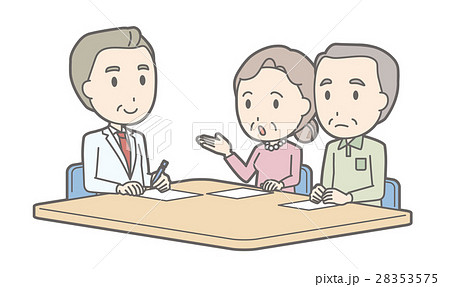 夫婦が医者に相談しているイラストvol 03のイラスト素材