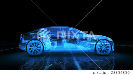 Sport car wire model with blue neon ob black 28354350