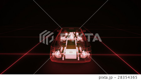 Sport car wire model with red neon ob black 28354365