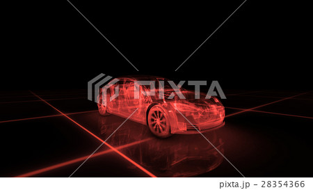 Sport car wire model with red neon ob black 28354366