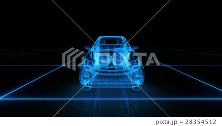 Sport car wire model with blue neon ob black 28354512