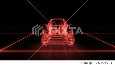 Sport car wire model with red neon ob black Sport car wire model with red neon ob black 28354513