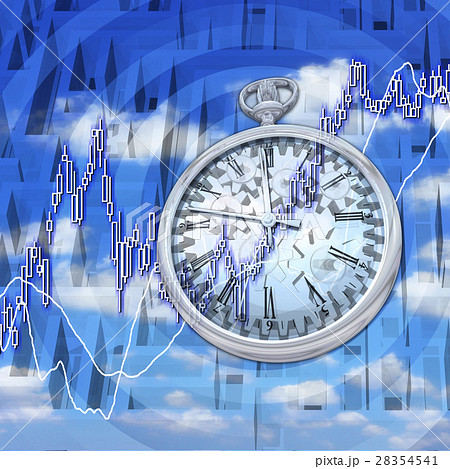 株式市場の歯車が時間を刻んでいくのイラスト素材