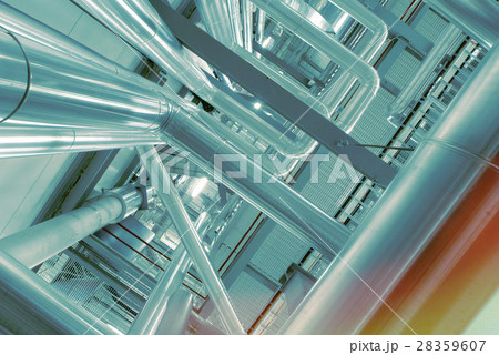 Industrial zone, Steel pipelines, valves and cable 28359607