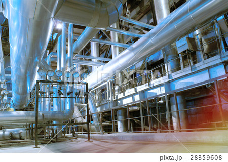 Industrial zone, Steel pipelines, valves and cable 28359608