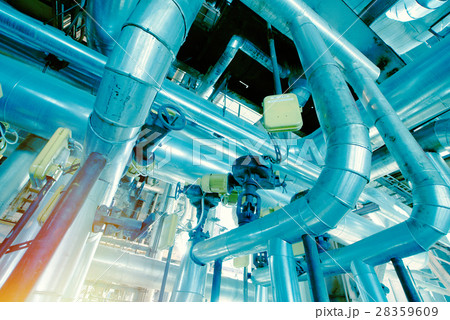 Industrial zone, Steel pipelines, valves and cable 28359609