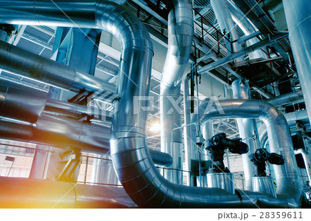 Industrial zone, Steel pipelines, valves and cable 28359611