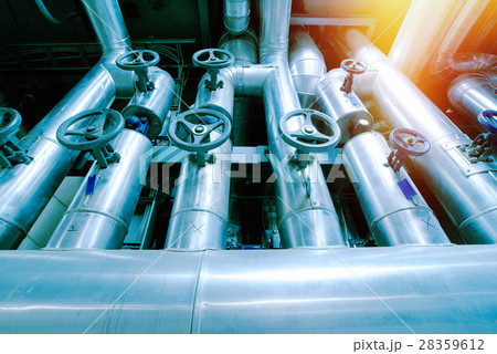 Industrial zone, Steel pipelines, valves and cable 28359612