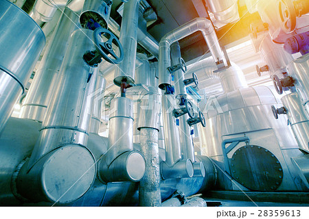 Industrial zone, Steel pipelines, valves and cable 28359613