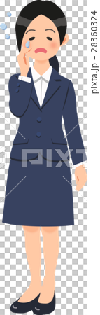 一個女人在深藍色的西裝打呵欠 28360324