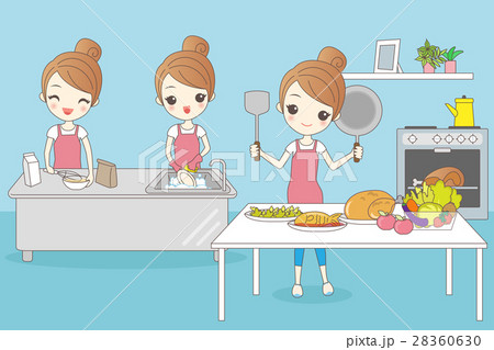 cartoon housewife do work 28360630
