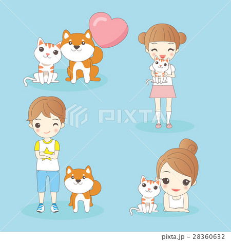 cartoon kids with pets 28360632