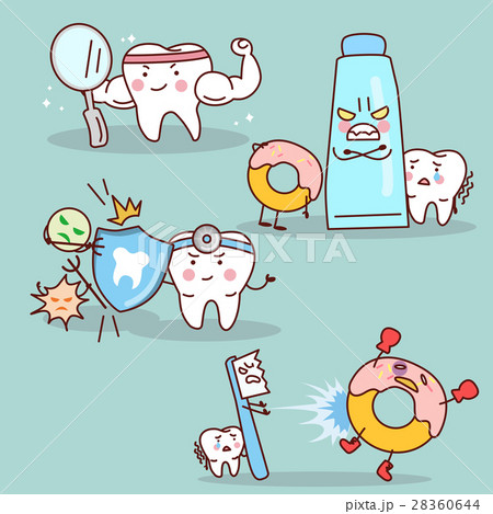 cartoon tooth with health concept cartoon tooth with health concept 28360644