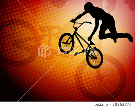 Bmx Cyclist Silhouette On The Abstract Backgroundのイラスト素材