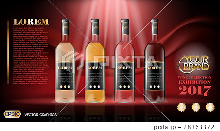 Vector wine bottles realistic style mock up. 28363372