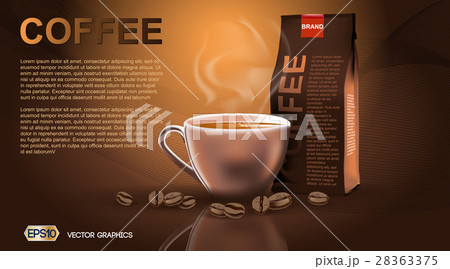 Realistic hot coffee cup and package Mockup 28363375