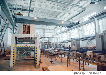 Modern beer plant, with brewing kettles, vessels 28366140