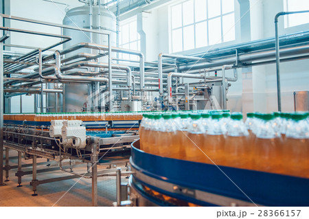 Beer bottles on the conveyor belt. Brewery. Beer bottles on the conveyor belt. Brewery. 28366157