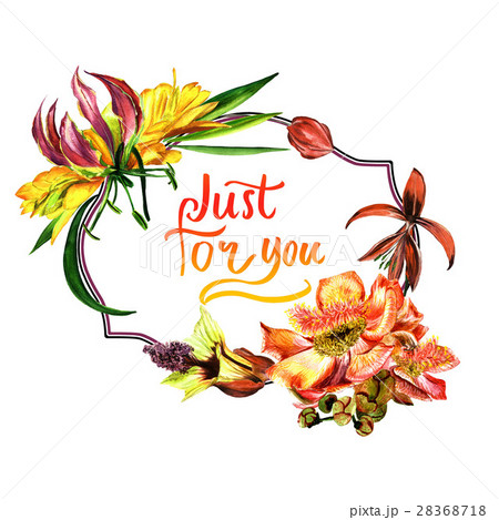 Tropical Hawaii leaves and flowers frame in a Tropical Hawaii leaves and flowers frame in a 28368718