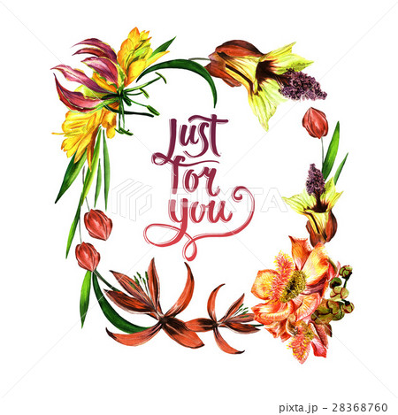 Tropical Hawaii leaves and flowers frame in a 28368760