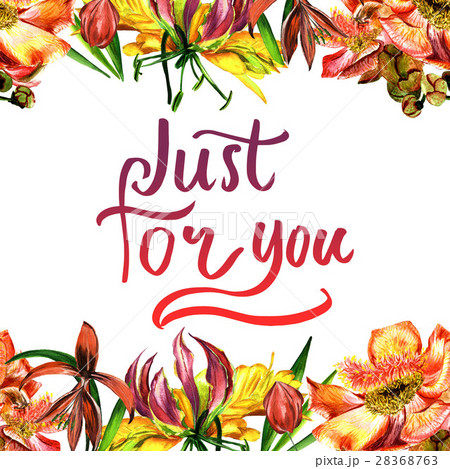 Tropical Hawaii leaves and flowers frame in a 28368763