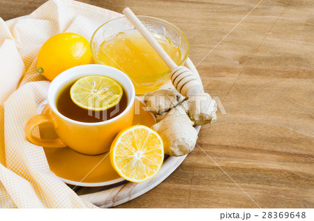 Cup of Tea With Lemon Ginger and Honey. Cup of Tea With Lemon Ginger and Honey. 28369648
