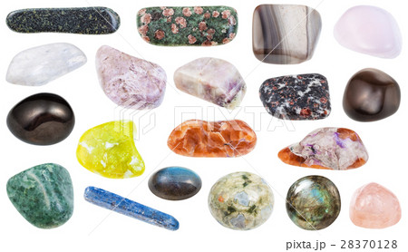 collection of various polished mineral stones 28370128