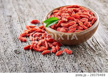Goji berries on a wooden background Goji berries on a wooden background 28370469