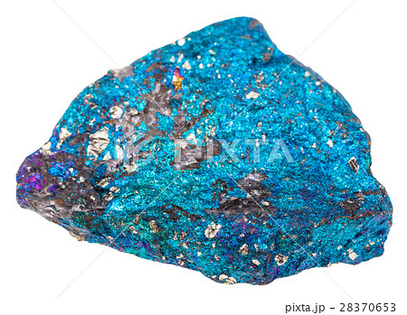 natural blue Chalcopyrite stone isolated 28370653